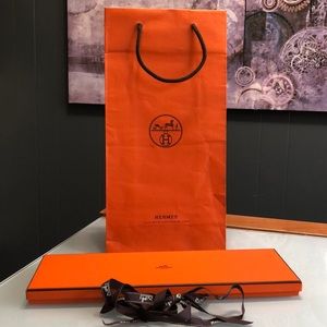 HERMÈS 2pc SET NECK TIE GIFT BOX & SHOPPING BAG